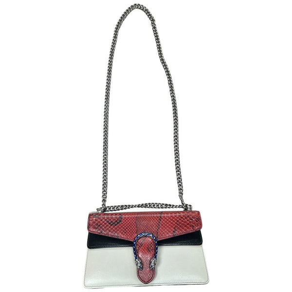 GUCCI Python & Leather Dionysus Shoulder Bag Red, Black, White, Blue Silver-tone Hardware Gu648
