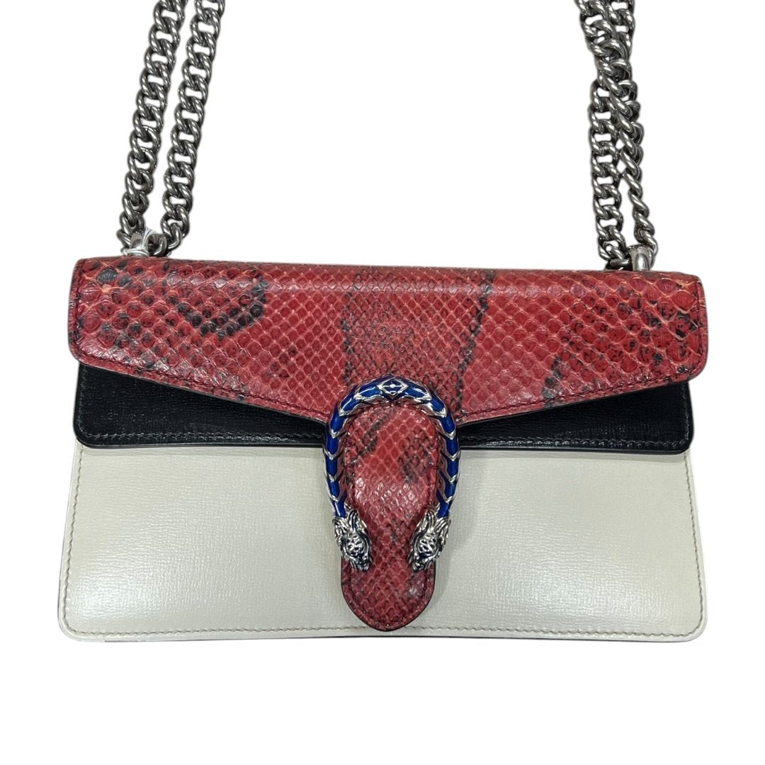 GUCCI Python & Leather Dionysus Shoulder Bag Red, Black, White, Blue Silver-tone Hardware Gu648