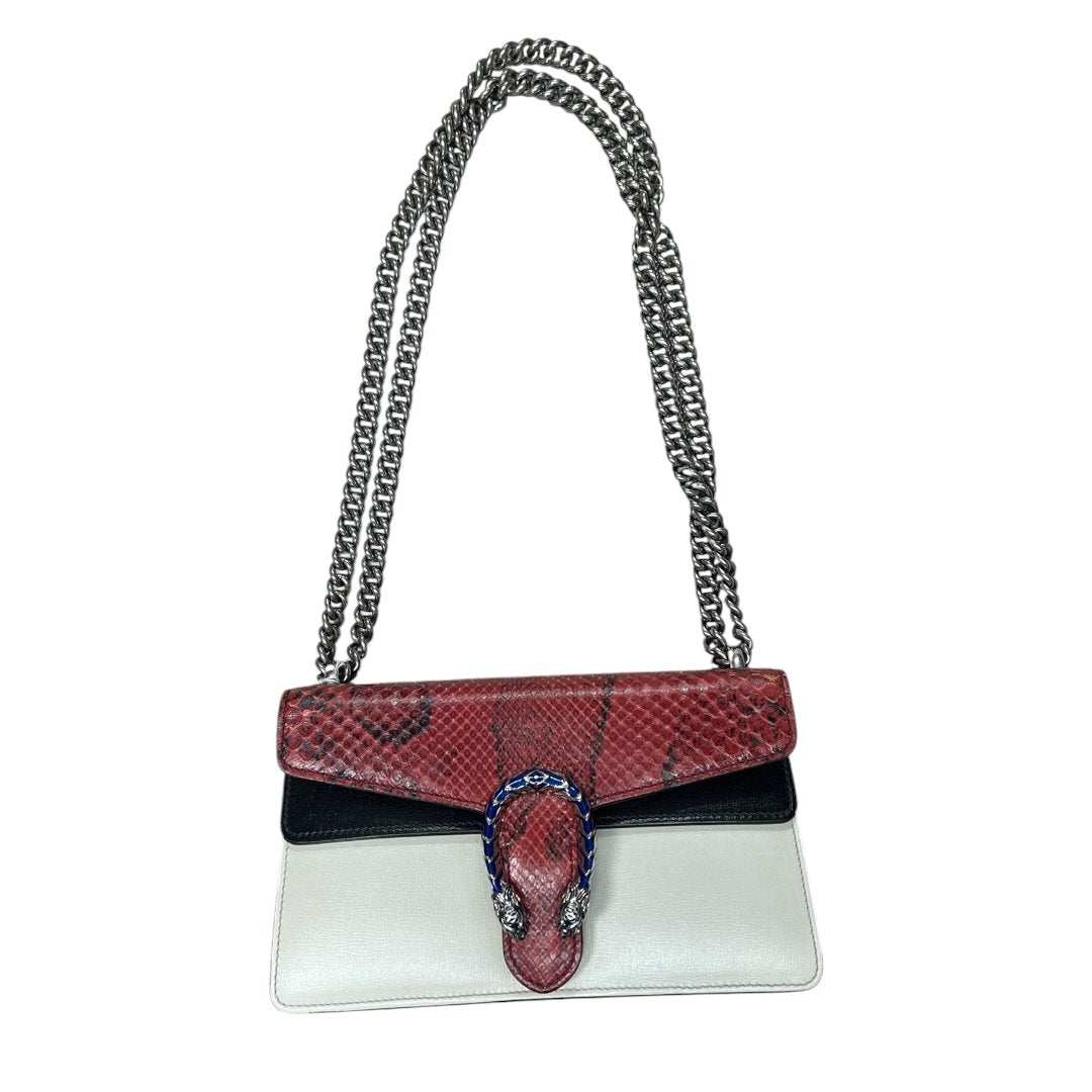 GUCCI Python & Leather Dionysus Shoulder Bag Red, Black, White, Blue Silver-tone Hardware Gu648