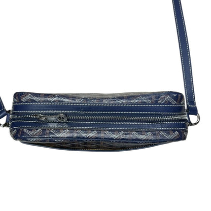 GOYARD Goyardine Canvas Camera Bag Crossbody Bag Navy Blue Silver Hardware G022