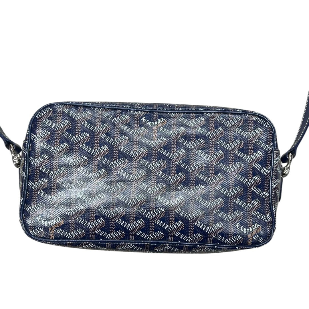 GOYARD Goyardine Canvas Camera Bag Crossbody Bag Navy Blue Silver Hardware G022