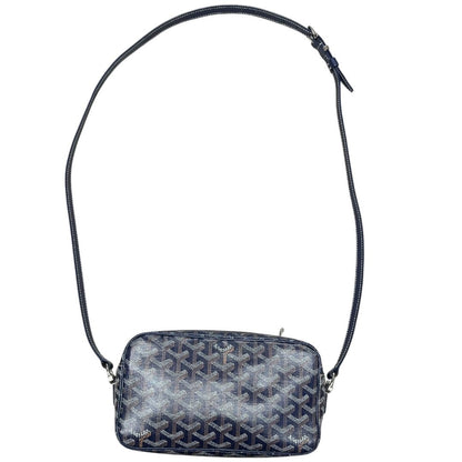 GOYARD Goyardine Canvas Camera Bag Crossbody Bag Navy Blue Silver Hardware G022