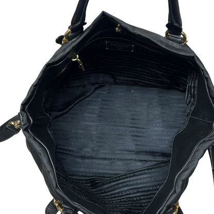 PRADA Tessuto Nylon Tote Bag Tote Black Gold Hardware PR206