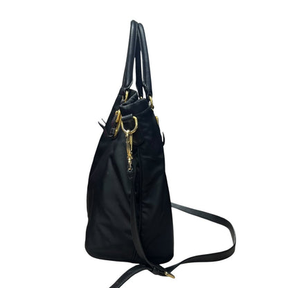 PRADA Tessuto Nylon Tote Bag Tote Black Gold Hardware PR206