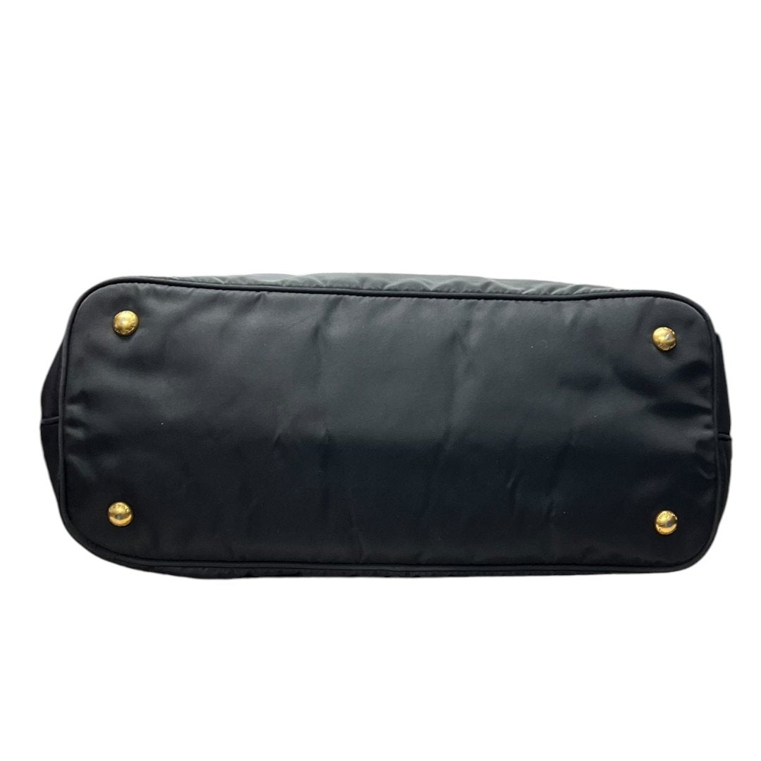 PRADA Tessuto Nylon Tote Bag Tote Black Gold Hardware PR206