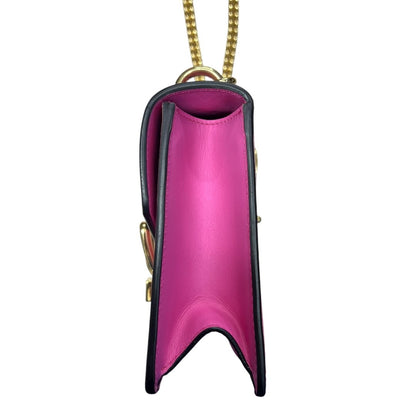 GUCCI Leather Sylvie 1969 Mini Shoulder Bag Shoulder Bag Pink, Green, Red Gold Hardware Gu641