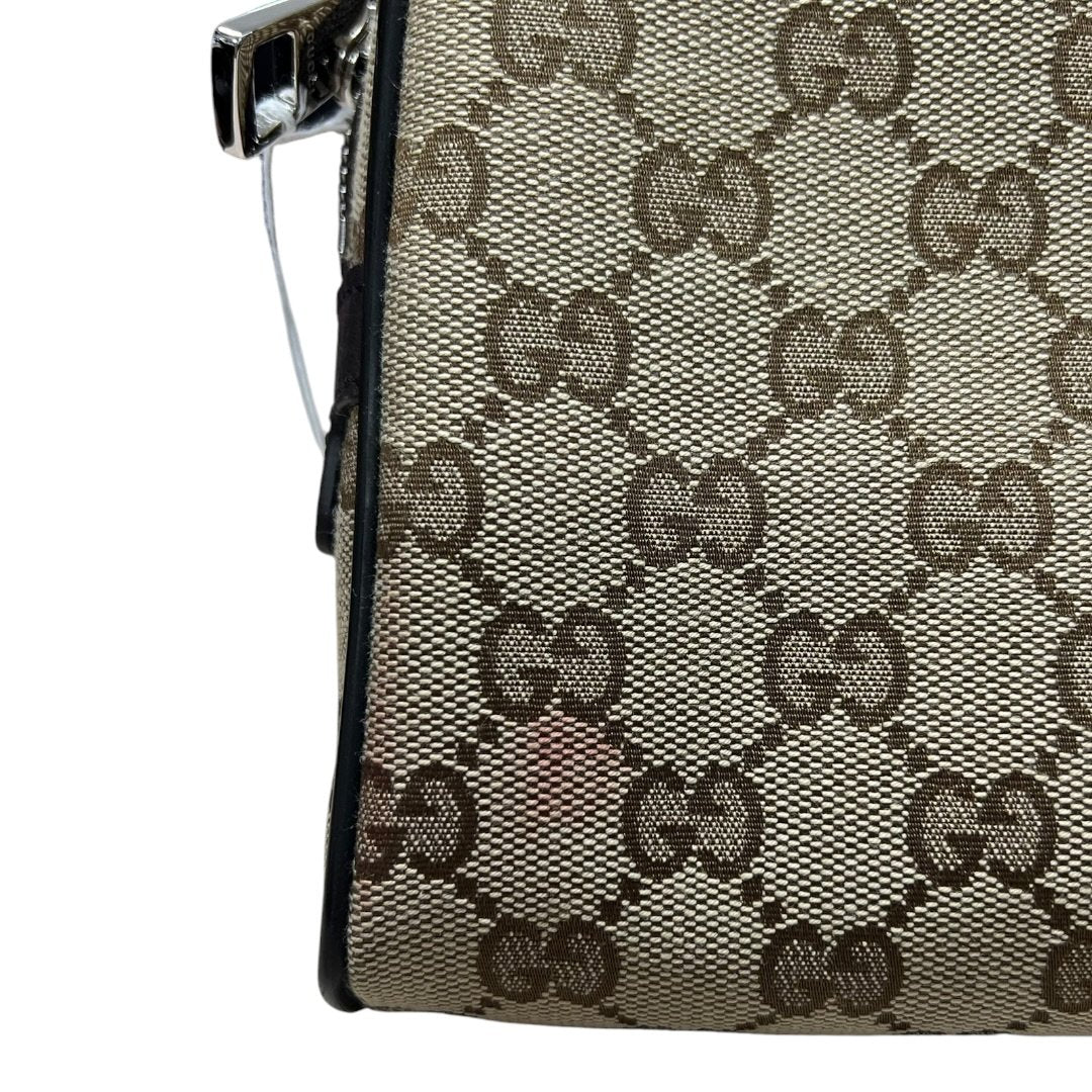 GUCCI GG Canvas Belt Bag Beige/Brown Silver Hardware Gu637