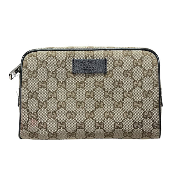 GUCCI GG Canvas Belt Bag Beige/Brown Silver Hardware Gu637
