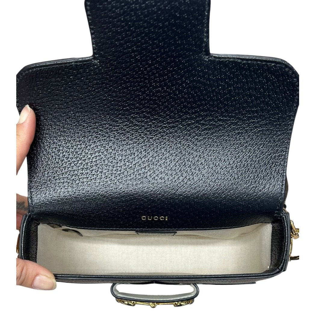 GUCCI Leather Adidas x Gucci Horsebit 1955 Shoulder Bag Shoulder Bag Black, White, Red, Green Gold Hardware Gu654