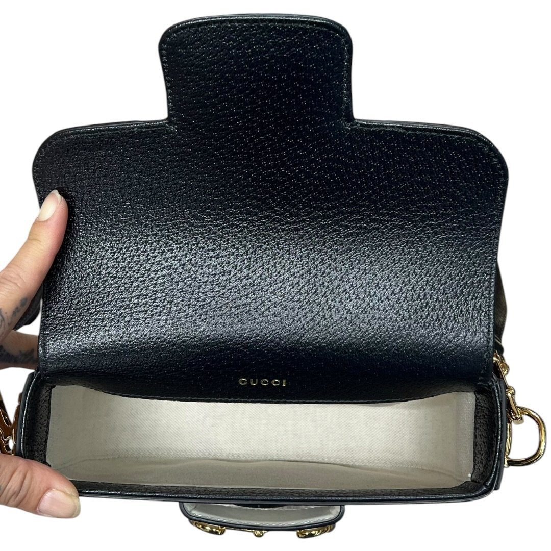 GUCCI Leather Adidas x Gucci Horsebit 1955 Shoulder Bag Shoulder Bag Black, White, Red, Green Gold Hardware Gu654