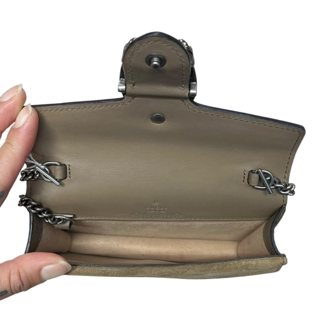 GUCCI GG Supreme Canvas Dionysus Super Mini Bag Mini Bag Beige/Ebony (GG Supreme) with Taupe Silver Hardware Gu652