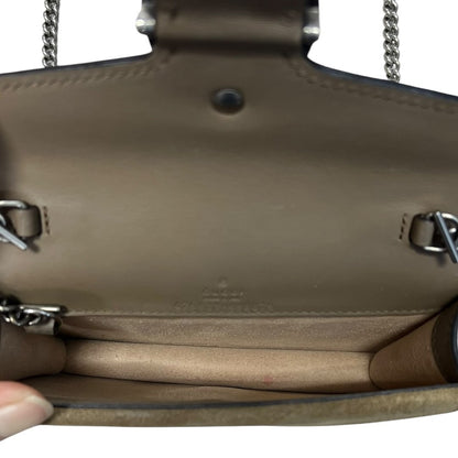 GUCCI GG Supreme Canvas Dionysus Super Mini Bag Mini Bag Beige/Ebony (GG Supreme) with Taupe Silver Hardware Gu652