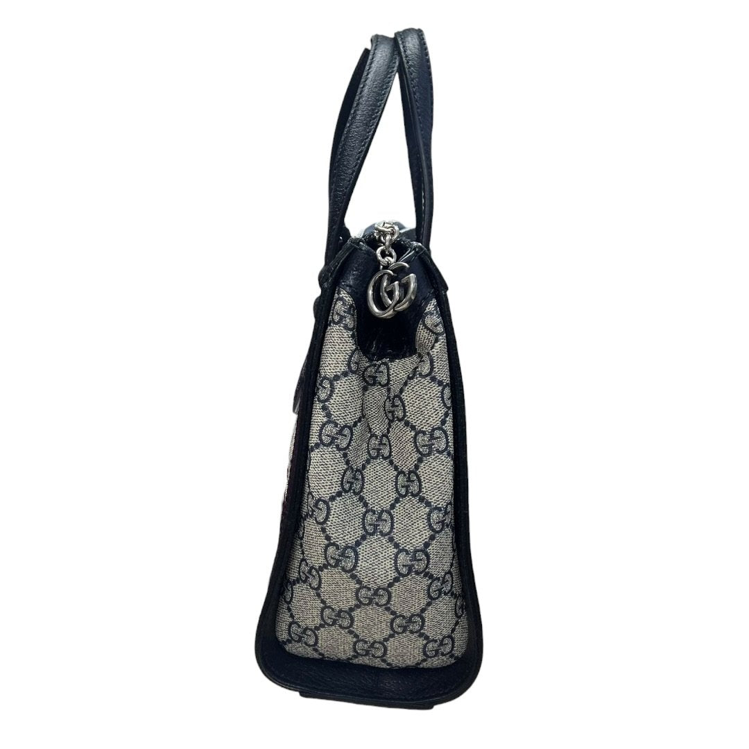 GUCCI GG Supreme Canvas Ophidia Small Top Handle Bag Handbag / Shoulder Bag Beige, Blue, Red Silver Hardware GU630