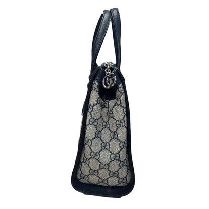 GUCCI GG Supreme Canvas Ophidia Small Top Handle Bag Handbag / Shoulder Bag Beige, Blue, Red Silver Hardware GU630
