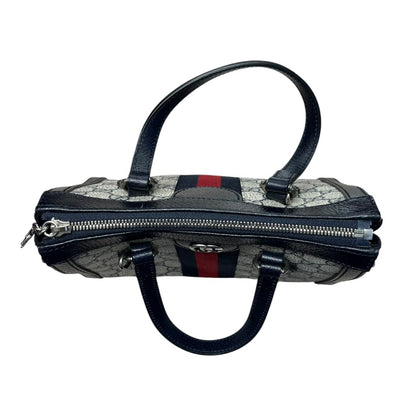 GUCCI GG Supreme Canvas Ophidia Small Top Handle Bag Handbag / Shoulder Bag Beige, Blue, Red Silver Hardware GU630