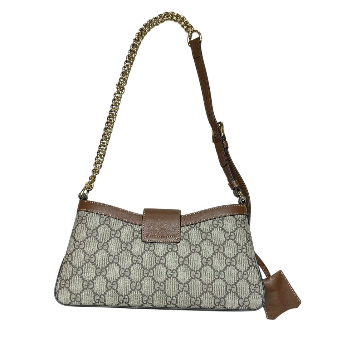 GUCCI GG Supreme Padlock Small Shoulder Bag Beige and Brown Gold Hardware Gu643