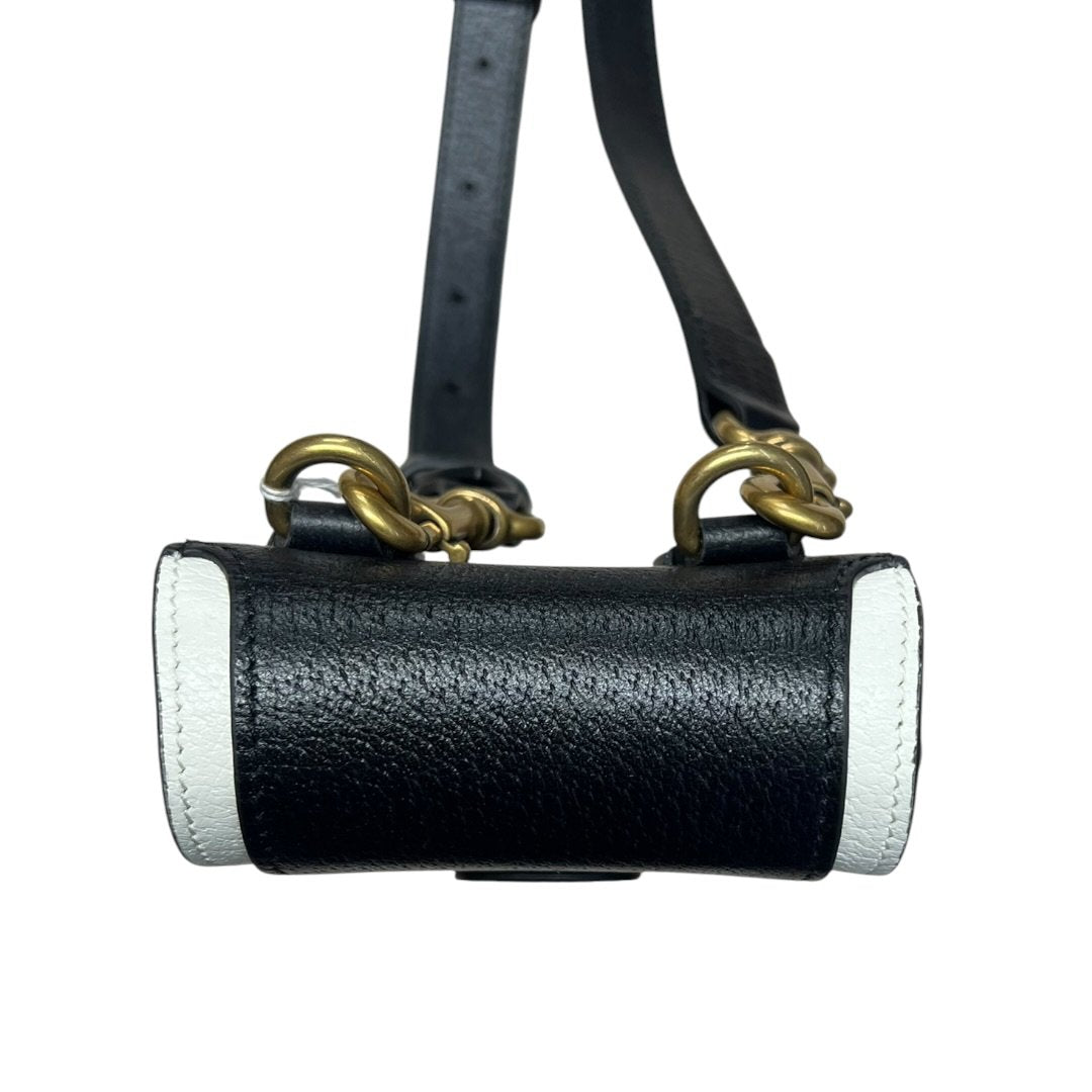 GUCCI Grained Leather Adidas x Gucci Phone Holder Black and White Gold Hardware Gu635