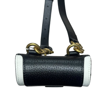 GUCCI Grained Leather Adidas x Gucci Phone Holder Black and White Gold Hardware Gu635