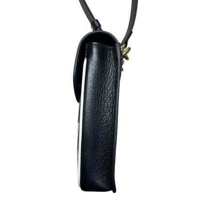 GUCCI Grained Leather Adidas x Gucci Phone Holder Black and White Gold Hardware Gu635