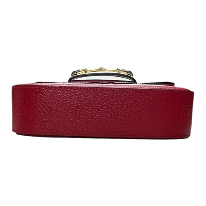 GUCCI Grained Leather Adidas x Gucci Horsebit 1955 Mini Bag Shoulder Bag Red Gold Hardware GU647