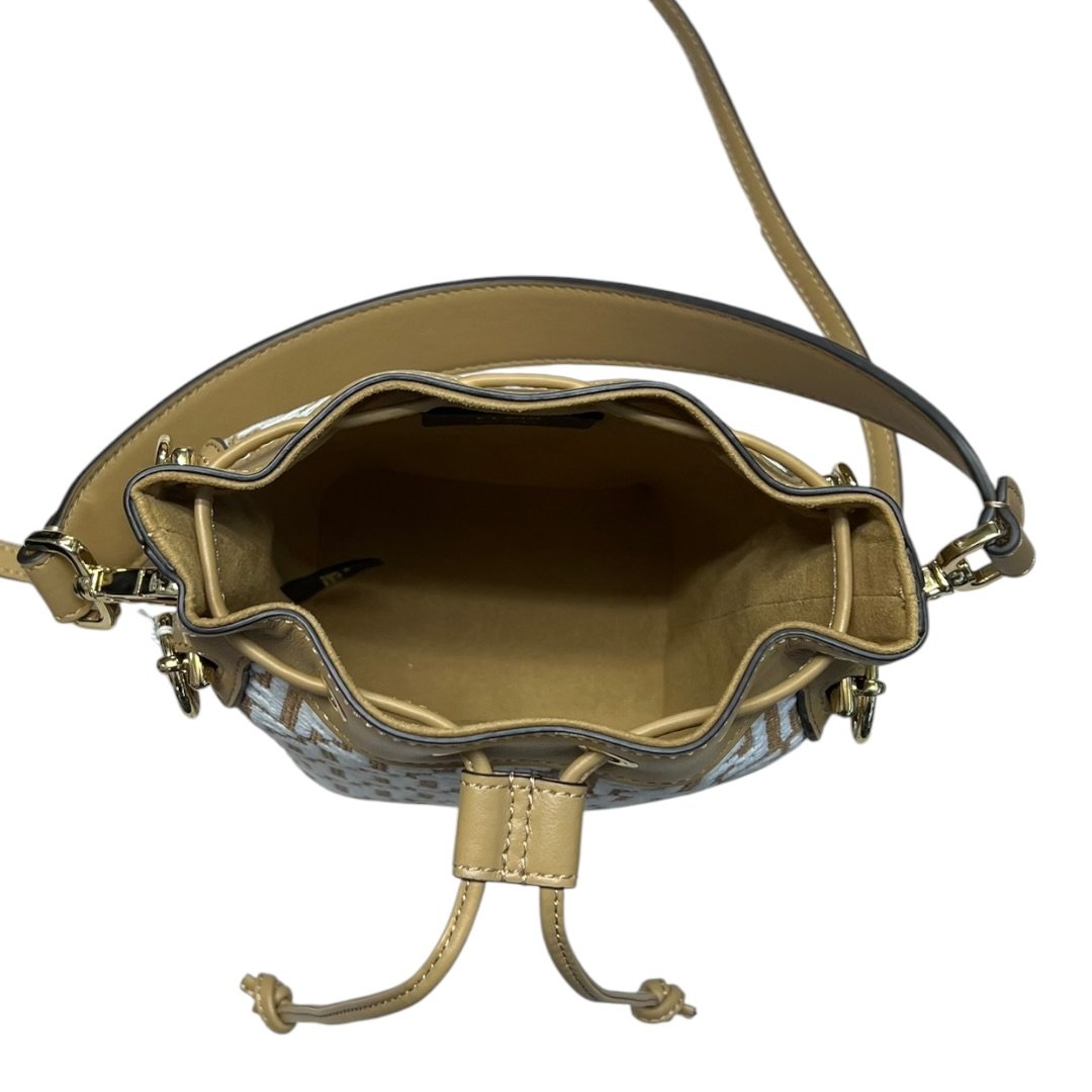 FENDI FF Jacquard Mon Tresor Mini Bucket Bag Brown, White, Tan Gold Hardware FE385