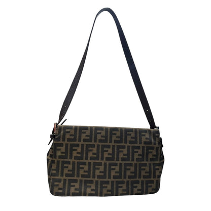 FENDI Zucca Canvas Baguette Bag Shoulder Bag Brown, Black Silver Hardware FE384