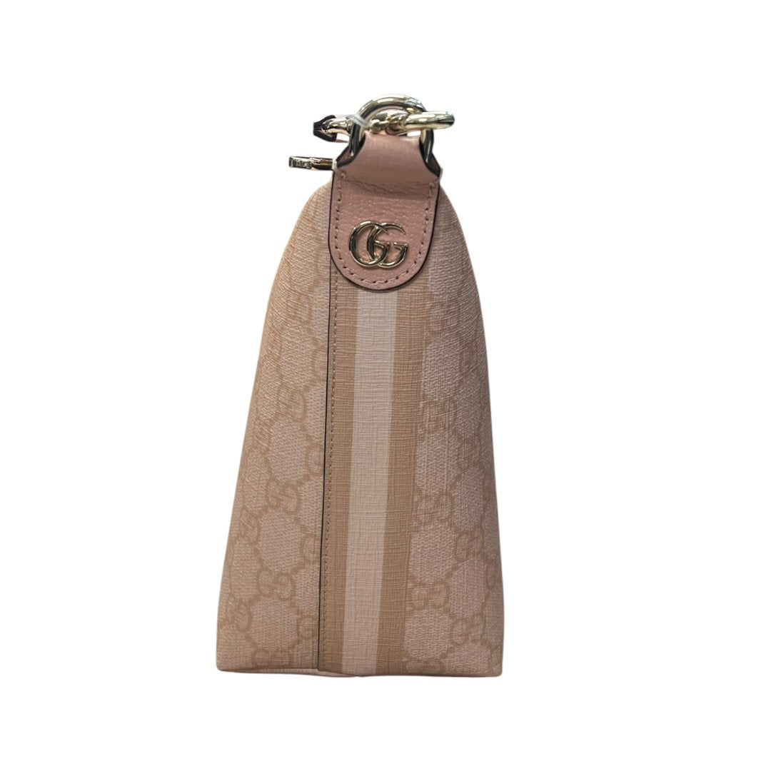 GUCCI GG Supreme Canvas Ophidia GG Supreme Mini Pouch Pink Gold Hardware GU633