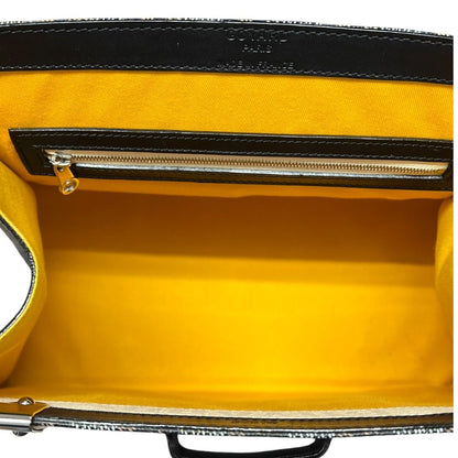 GOYARD Goyardine Canvas Trunk Handbag Black / Tan / Yellow Silver Hardware GO20