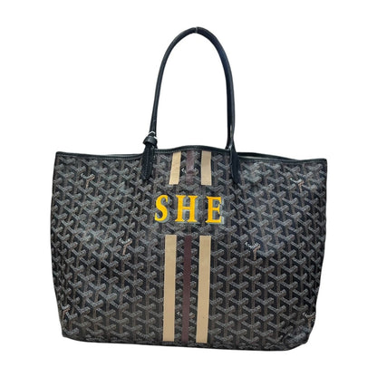 GOYARD Goyardine Canvas Saint Louis GM Tote Bag Black (Multi-color Monogram, Personalized) Silver Hardware G021