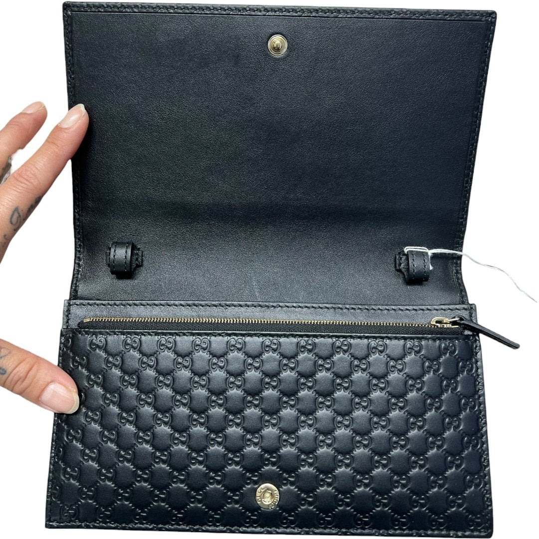 GUCCI Microguccissima Continental Wallet on Chain Wallet / Wallet-on-Chain Black Gold Hardware GU660