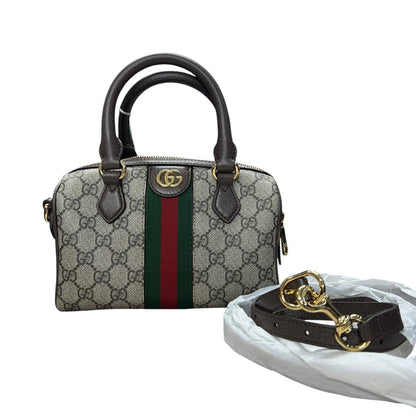 GUCCI GG Supreme Canvas Ophidia Mini Top Handle Bag Handbag Beige, Ebony, Dark Brown, Green, Red Gold Hardware GU662