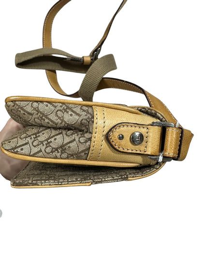 CHRISTIAN DIOR Trotter Shoulder Bag Beige Yellow Leather CH2168