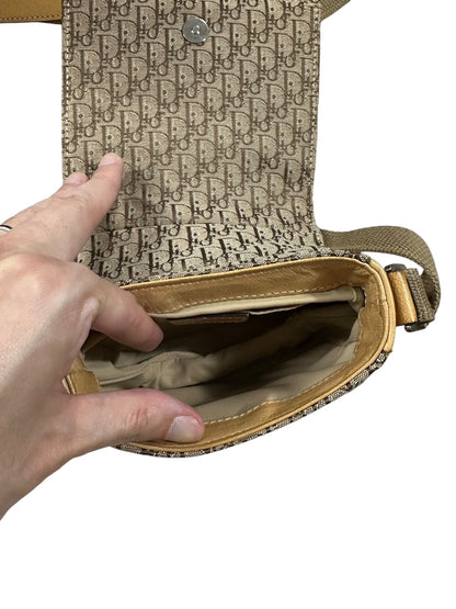CHRISTIAN DIOR Trotter Shoulder Bag Beige Yellow Leather CH2168
