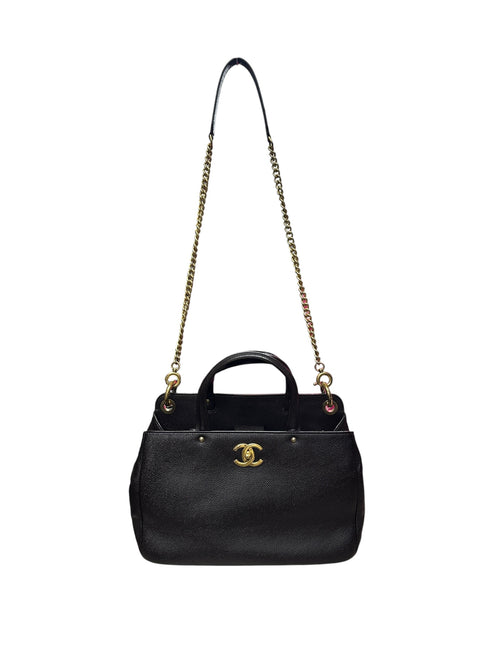 CHANEL Caviar Neo Executive Shopping Tote Handbag Black Gold Hardware CH2174