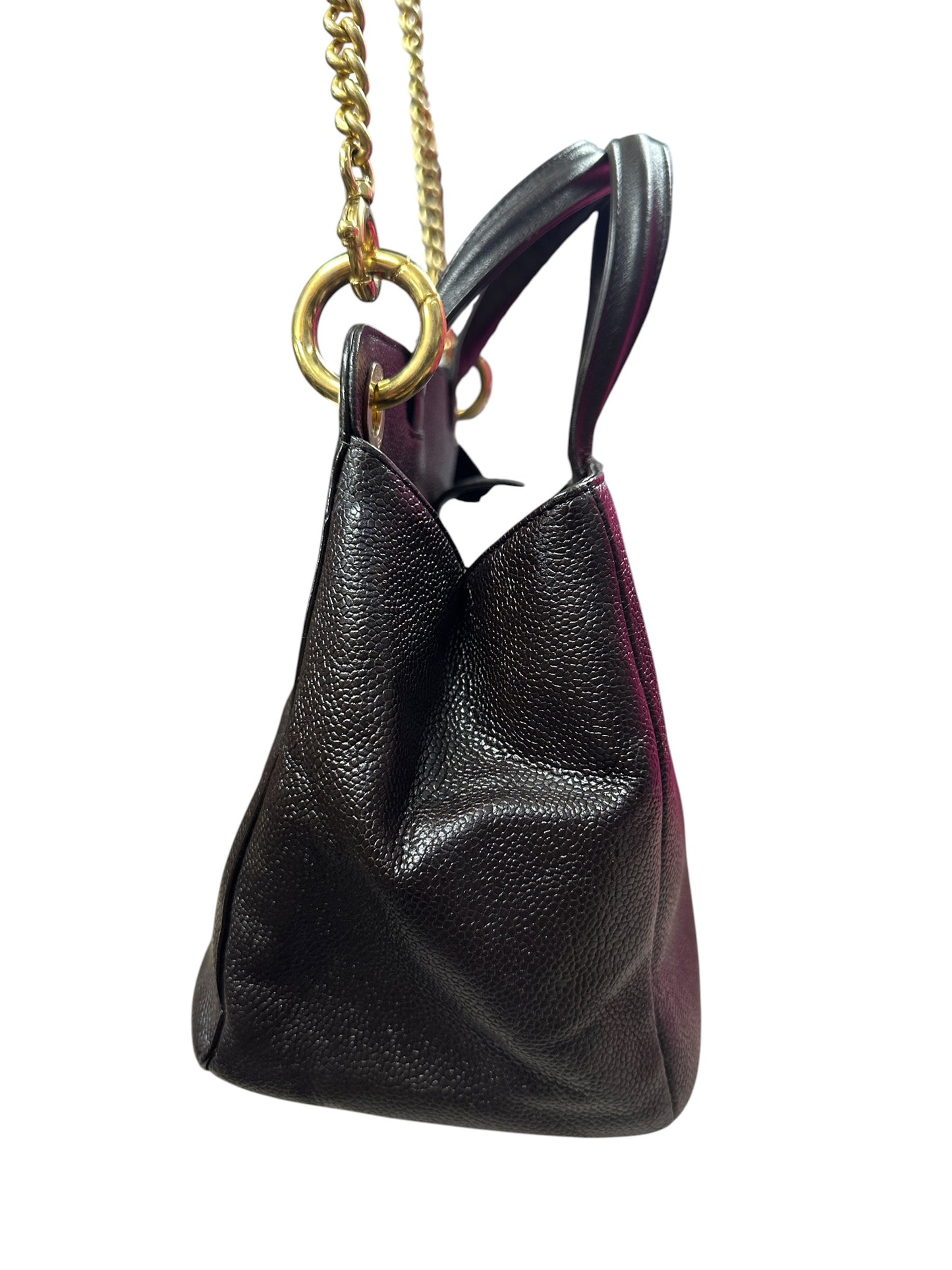 CHANEL Caviar Neo Executive Shopping Tote Handbag Black Gold Hardware CH2174