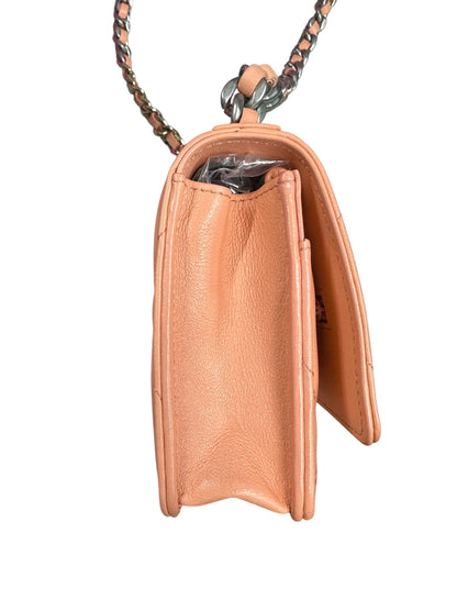 CHANEL Lambskin Chanel 19 Flap Bag with Top Handle Shoulder Bag Coral Mixed Hardware CH2175