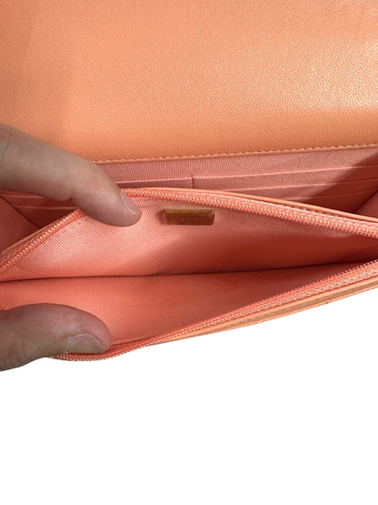 CHANEL Lambskin Chanel 19 Flap Bag with Top Handle Shoulder Bag Coral Mixed Hardware CH2175