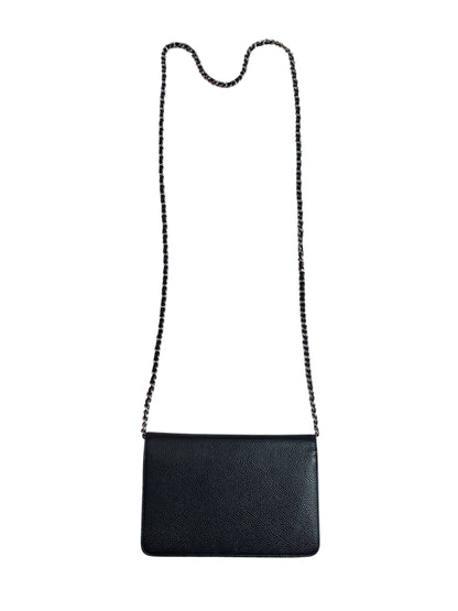 CHANEL Caviar Timeless CC Wallet on Chain WOC Crossbody Bag Black Silver Hardware CH2176