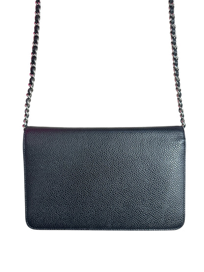 CHANEL Caviar Timeless CC Wallet on Chain WOC Crossbody Bag Black Silver Hardware CH2176
