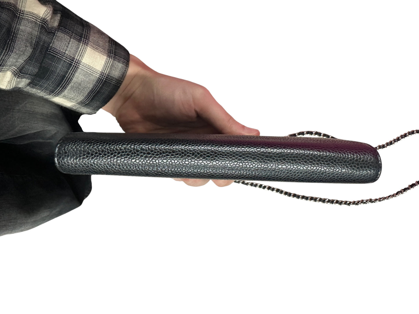 CHANEL Caviar Timeless CC Wallet on Chain WOC Crossbody Bag Black Silver Hardware CH2176