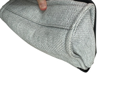 CHANEL Canvas Deauville Wallet on Chain WOC Crossbody Bag Light Grey Silver Hardware CH2178