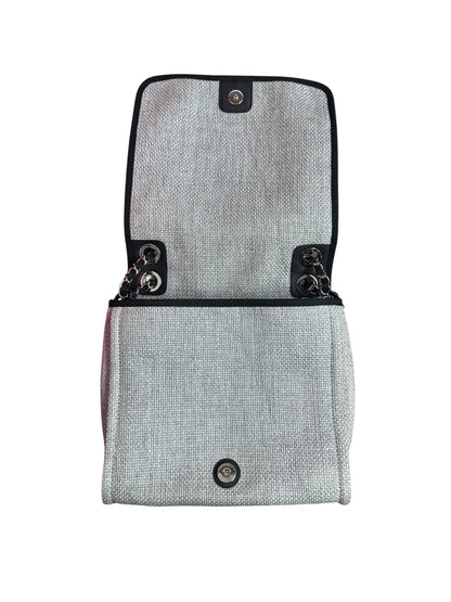 CHANEL Canvas Deauville Wallet on Chain WOC Crossbody Bag Light Grey Silver Hardware CH2178