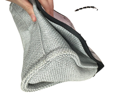 CHANEL Canvas Deauville Wallet on Chain WOC Crossbody Bag Light Grey Silver Hardware CH2178