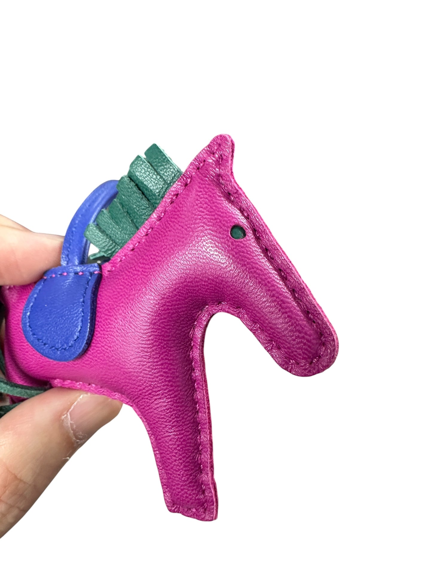 HERMES Milo Lambskin Rodeo Charm PM Bag Charm Pink Green Blue HE459