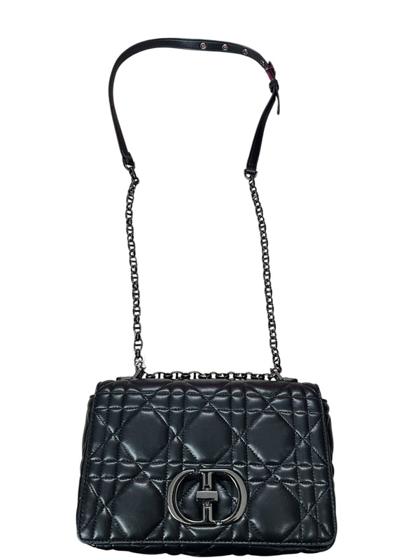 CHRISTIAN DIOR Cannage Lambskin Caro Shoulder Bag Black Silver Hardware Ch2169