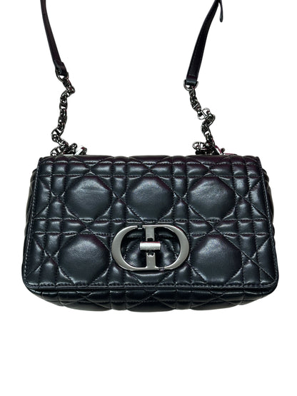 CHRISTIAN DIOR Cannage Lambskin Caro Shoulder Bag Black Silver Hardware Ch2169