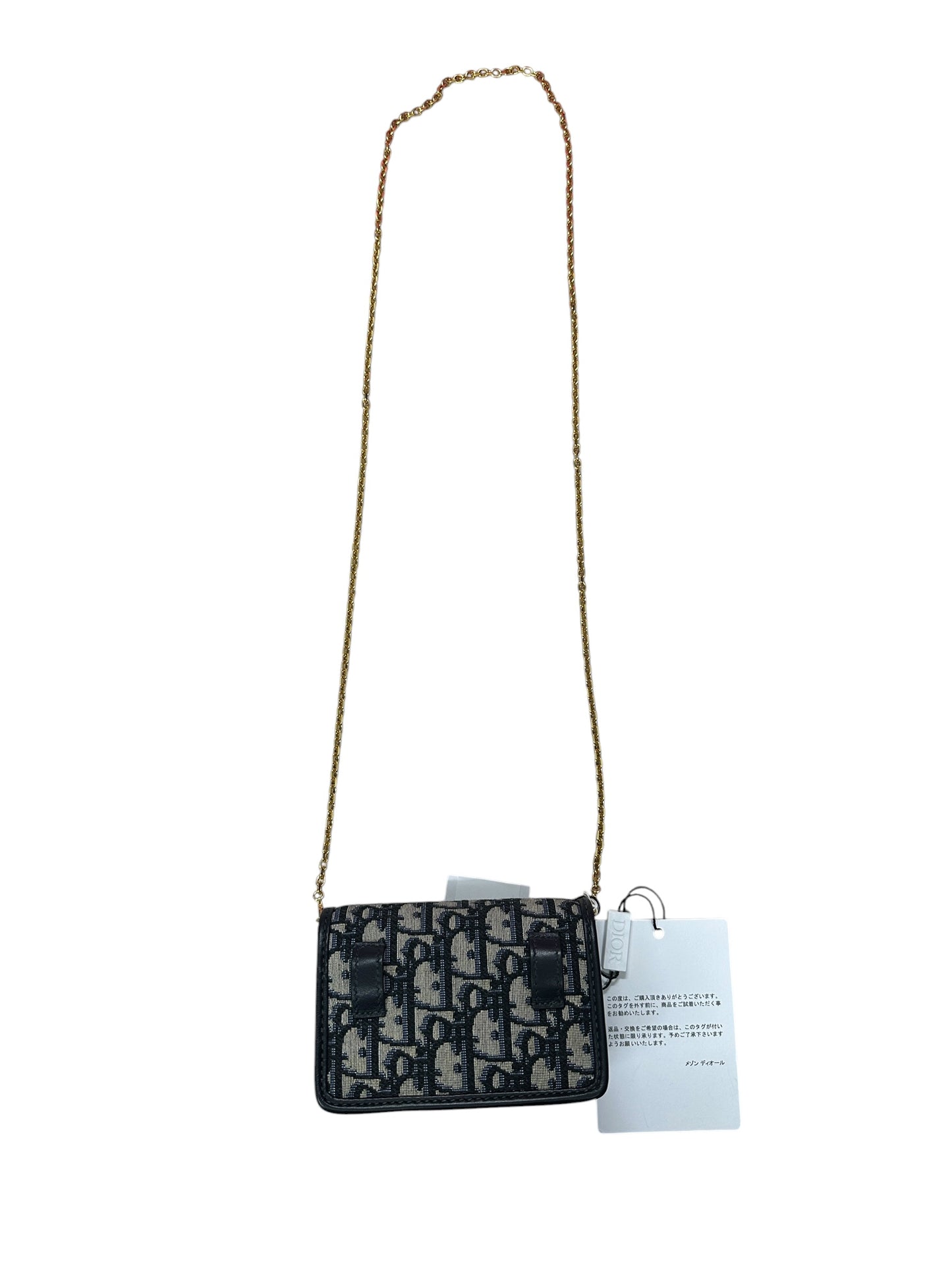 CHRISTIAN DIOR Oblique Jacquard 30 Montaigne 2-in-1 Pouch Navy Gold Hardware Ch2170