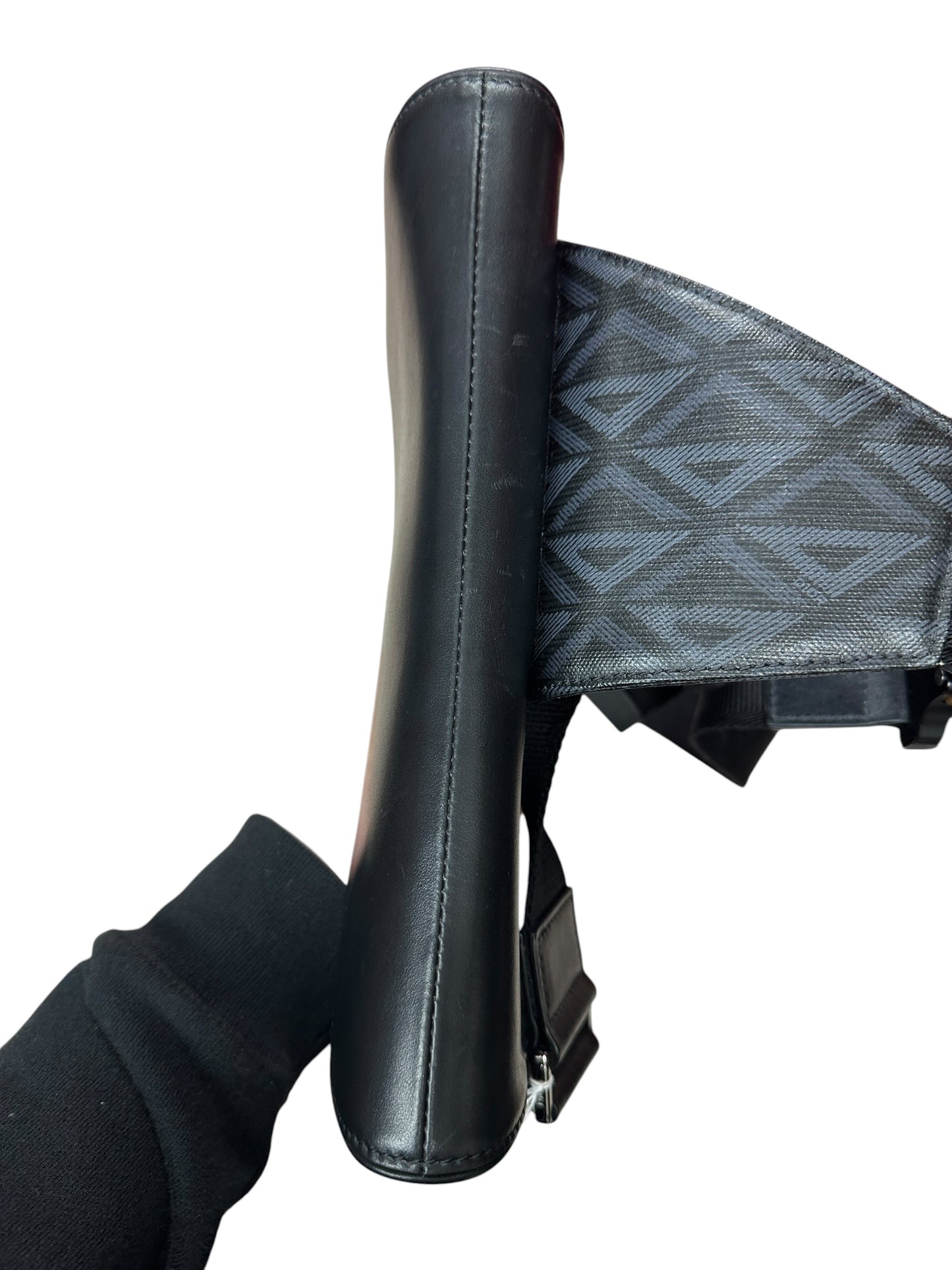 CHRISTIAN DIOR CD Diamond Canvas Saddle Sling Crossbody Bag Black Ruthenium Hardware Ch2172