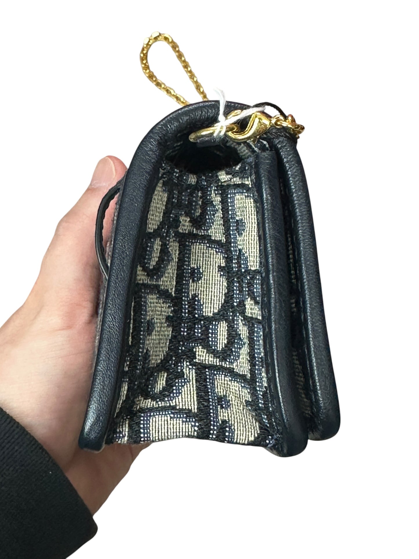 CHRISTIAN DIOR Oblique Jacquard 30 Montaigne 2-in-1 Pouch Navy Gold Hardware Ch2170