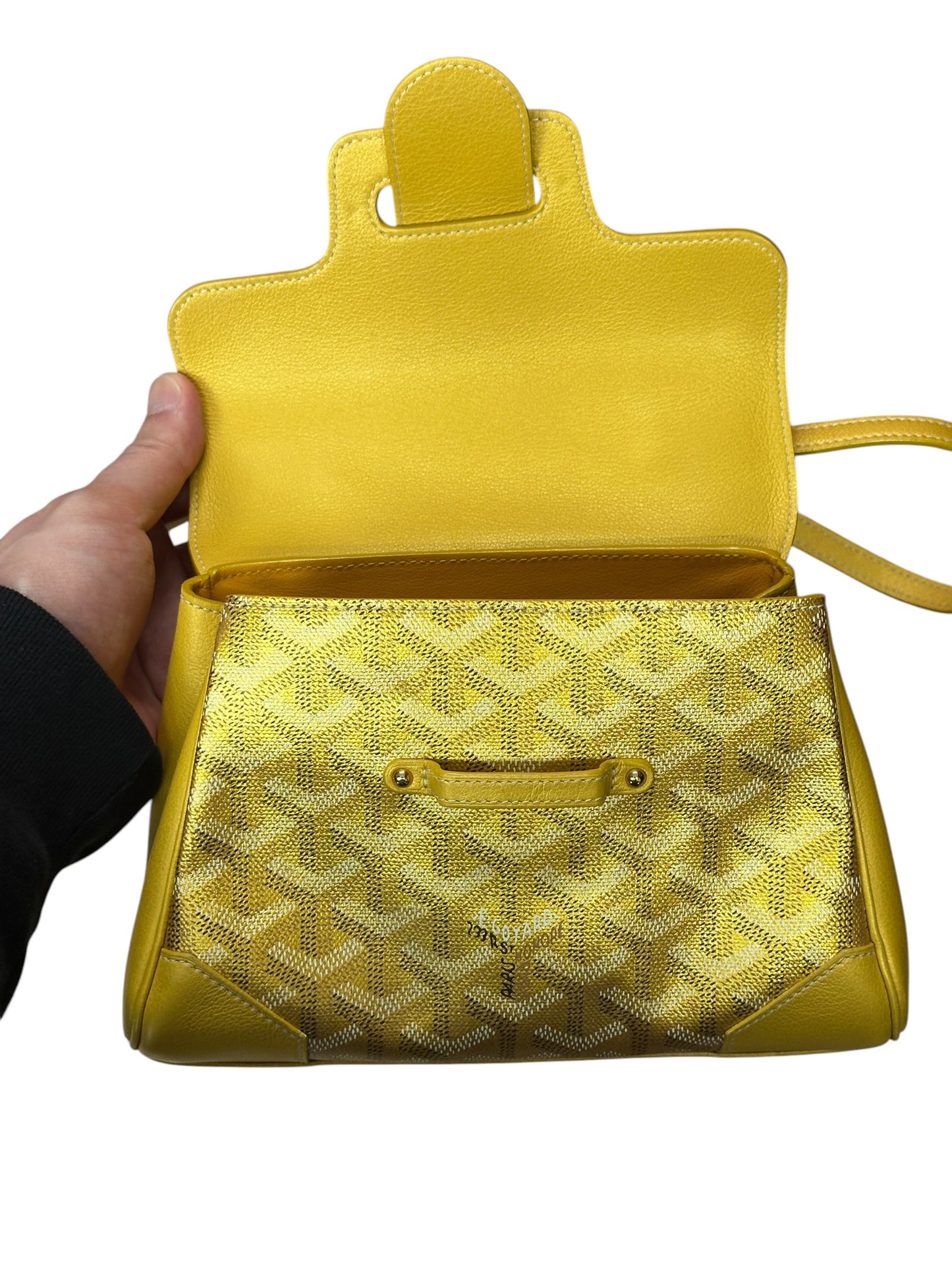 GOYARD Goyardine Saigon Souple PM Handbag Yellow Gold Hardware GO24